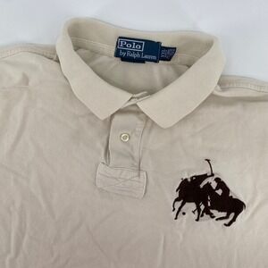 Polo Ralph Lauren Mens XXL Custom Fit Polo Shirt Beige Pony Player Short Sleeve
